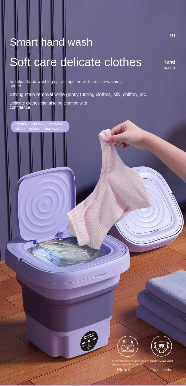 8L Portable Folding Washing Machine Bucket for Clothes