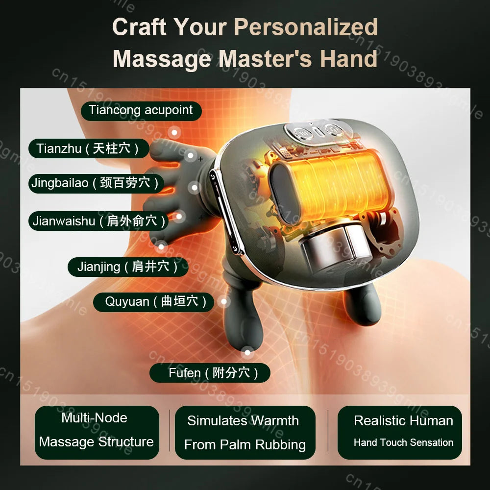 Electric Neck and Shoulder Massager – Heated Kneading Massage for Back, Deep Tissue Muscle Relief, Stress and Fatigue Reduction