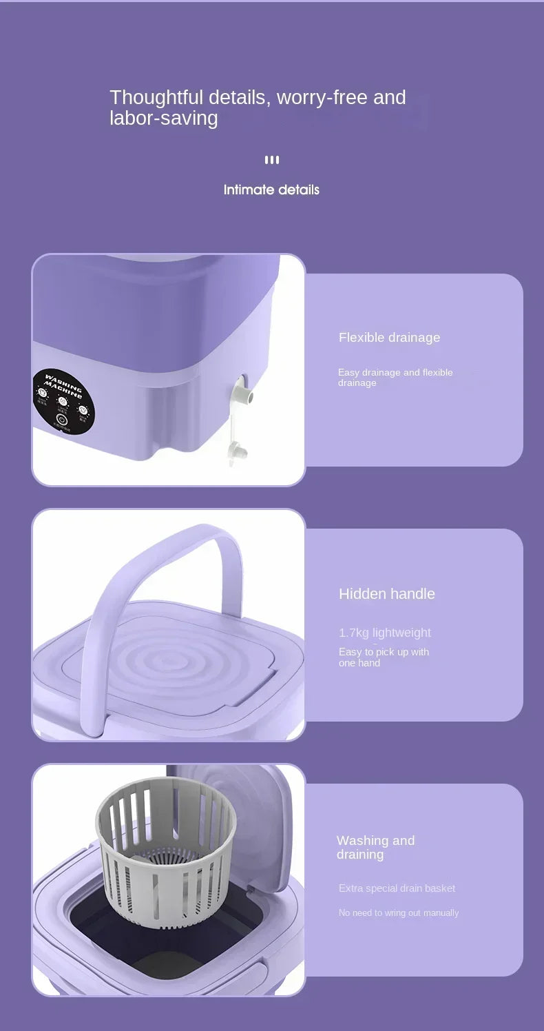 8L Portable Folding Washing Machine Bucket for Clothes
