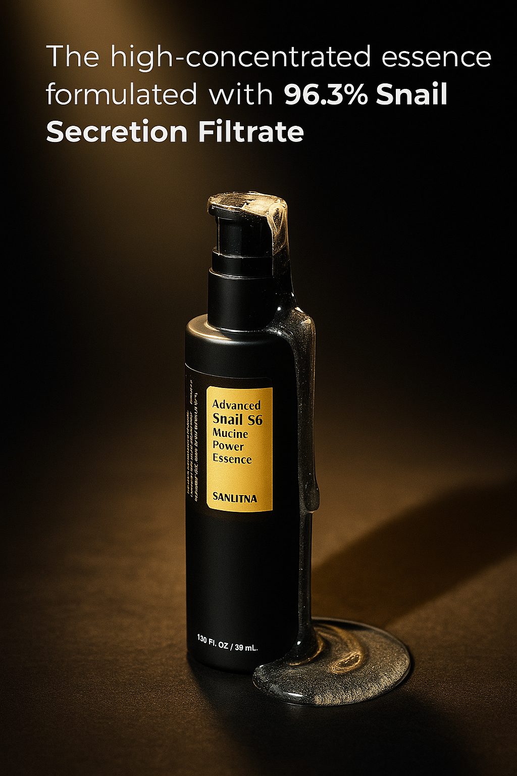 Snail Mucin 96% Facial Essence – Korean skincare formula for brightening, anti-aging, reducing fine lines, and repairing skin for a firmer, smoother look