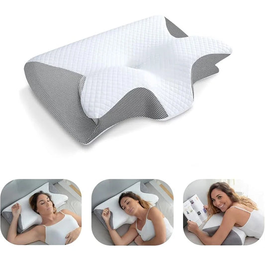 1pc Memory Foam Cervical Pillow – 2-in-1 Ergonomic Orthopedic Contour Pillow for Neck Pain Relief, Supportive Neck and Shoulder Pillow