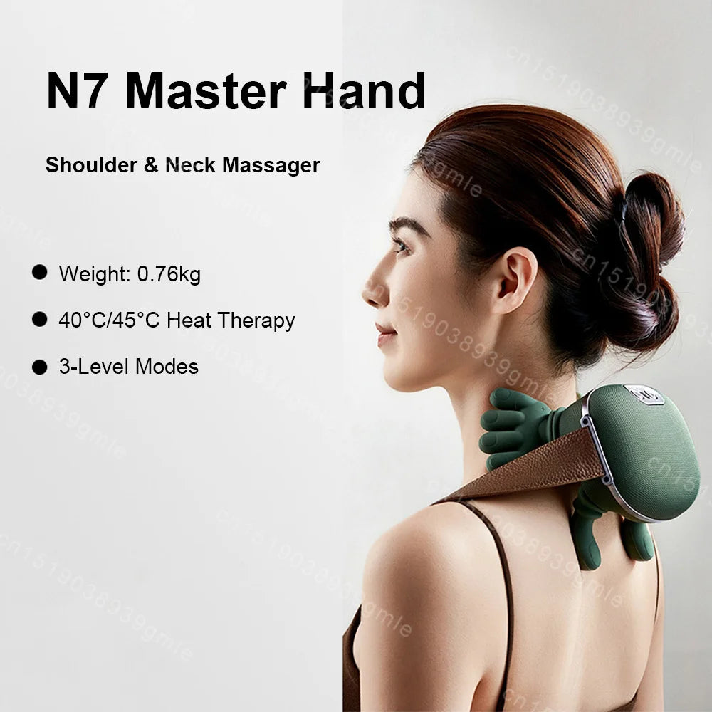 Electric Neck and Shoulder Massager – Heated Kneading Massage for Back, Deep Tissue Muscle Relief, Stress and Fatigue Reduction