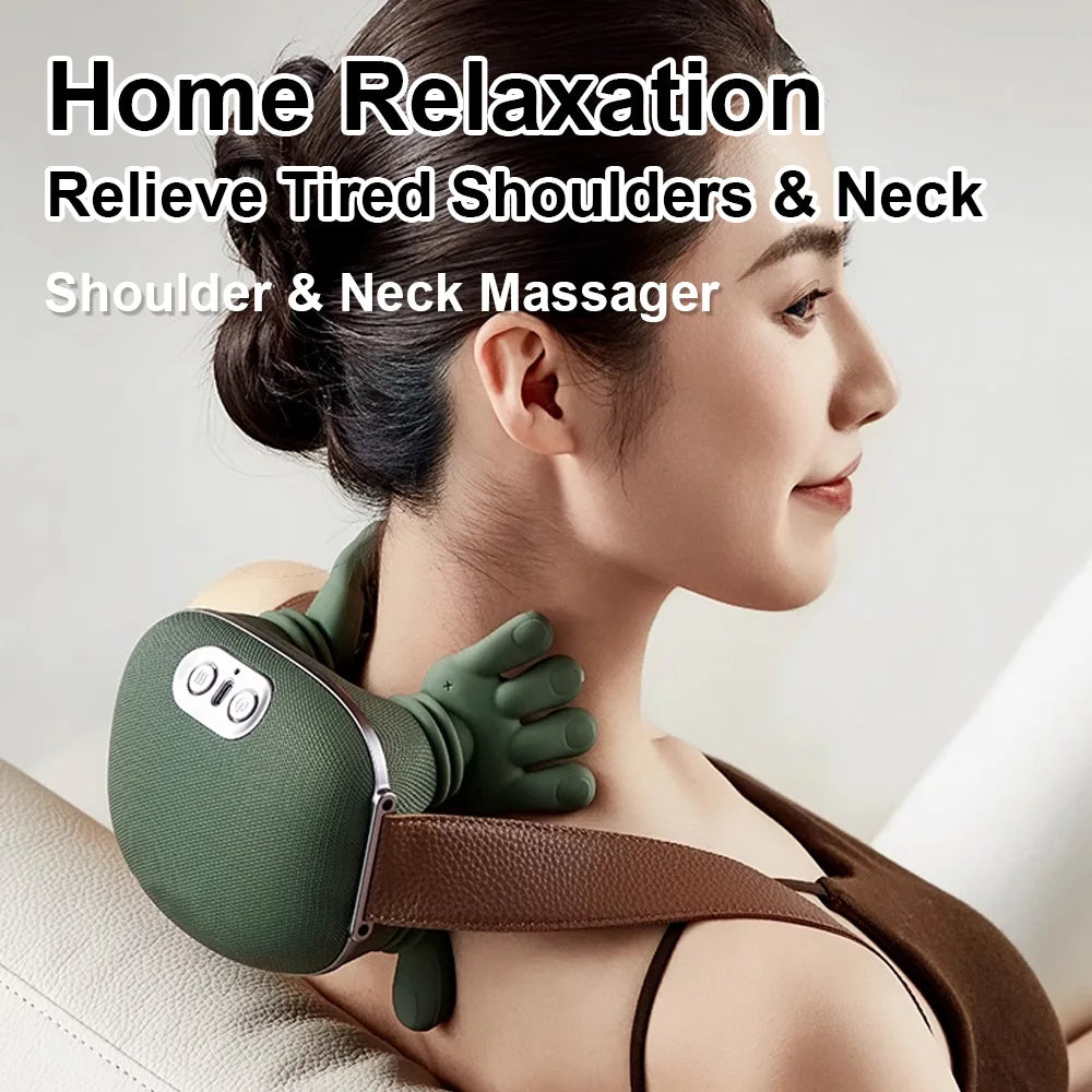 Electric Neck and Shoulder Massager – Heated Kneading Massage for Back, Deep Tissue Muscle Relief, Stress and Fatigue Reduction