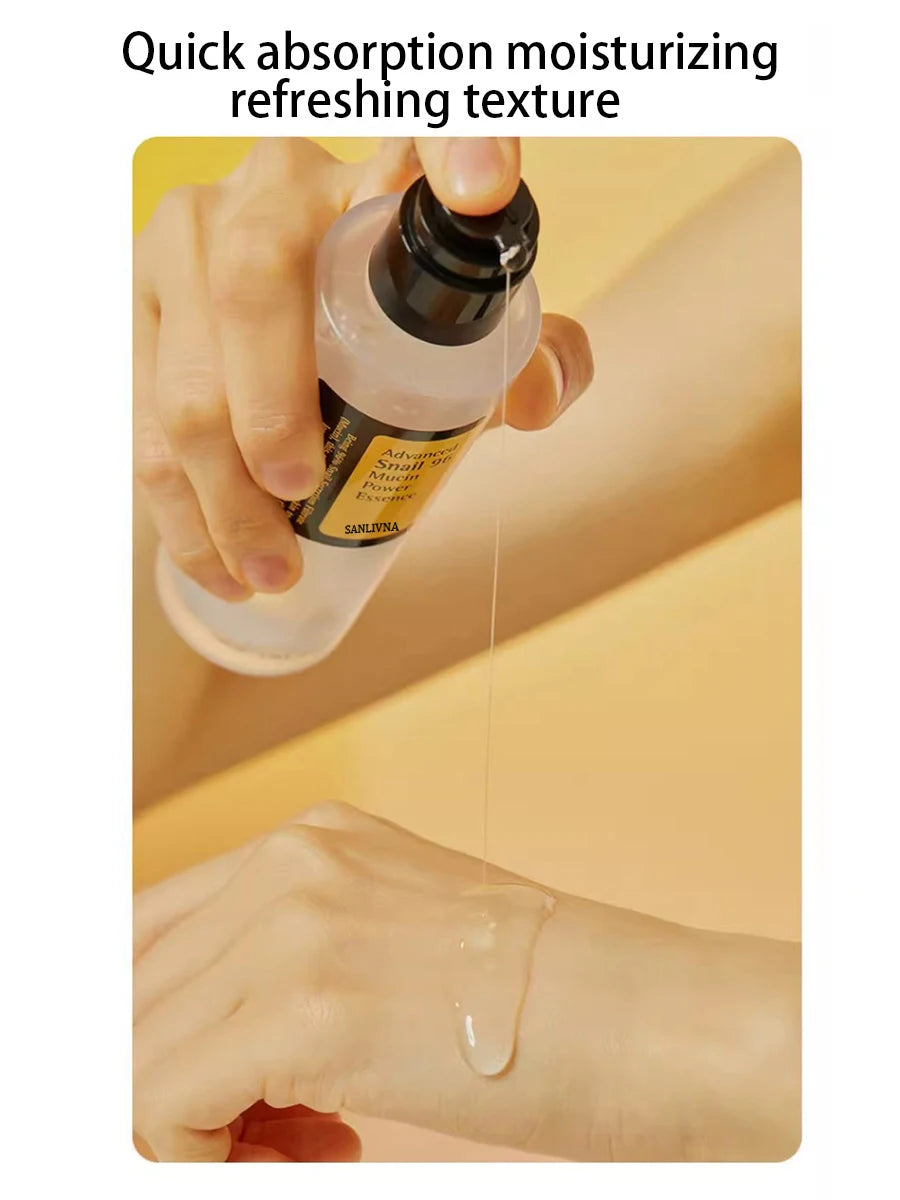 Snail Mucin 96% Facial Essence – Korean skincare formula for brightening, anti-aging, reducing fine lines, and repairing skin for a firmer, smoother look