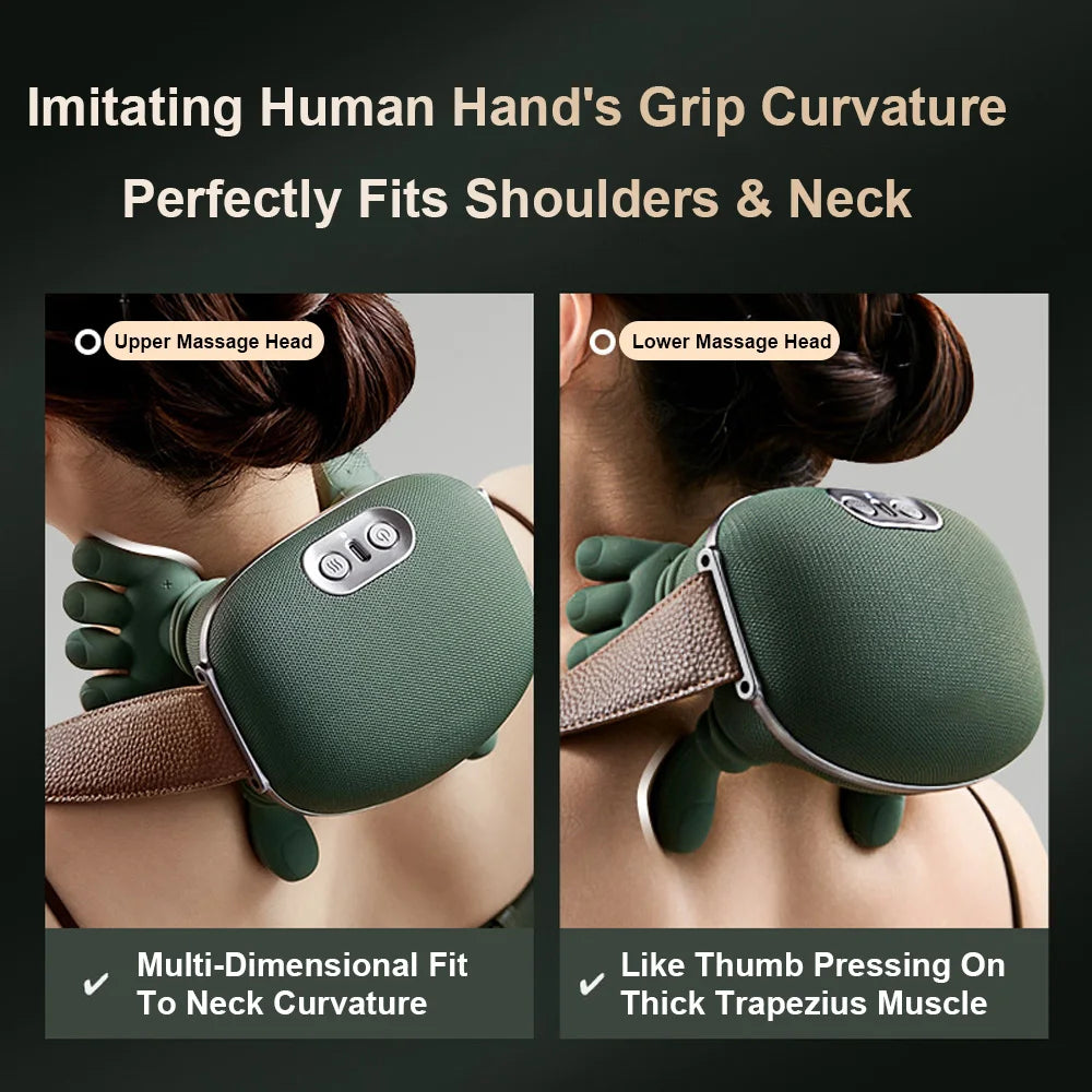 Electric Neck and Shoulder Massager – Heated Kneading Massage for Back, Deep Tissue Muscle Relief, Stress and Fatigue Reduction