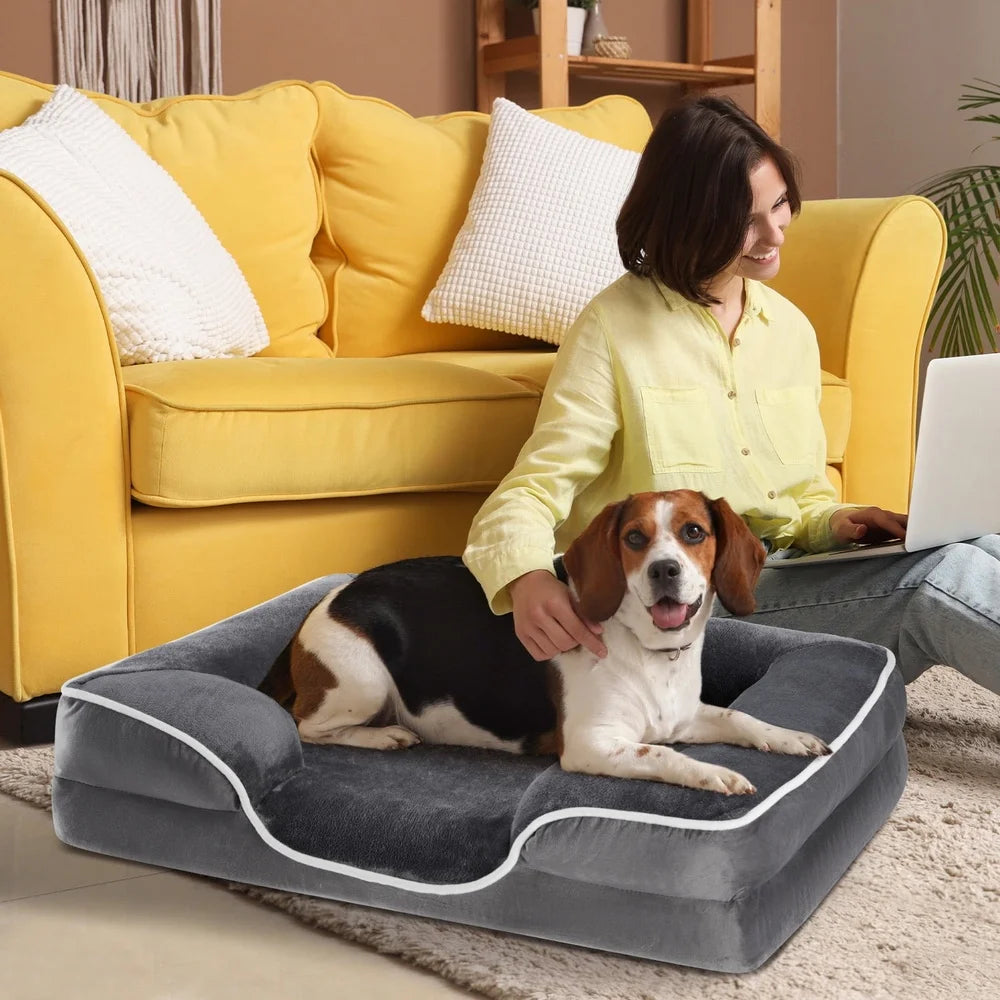 Dog Bed Waterproof Non-Slip Removable Washable Cover Medium Dogs Comfortable Pet Sofa