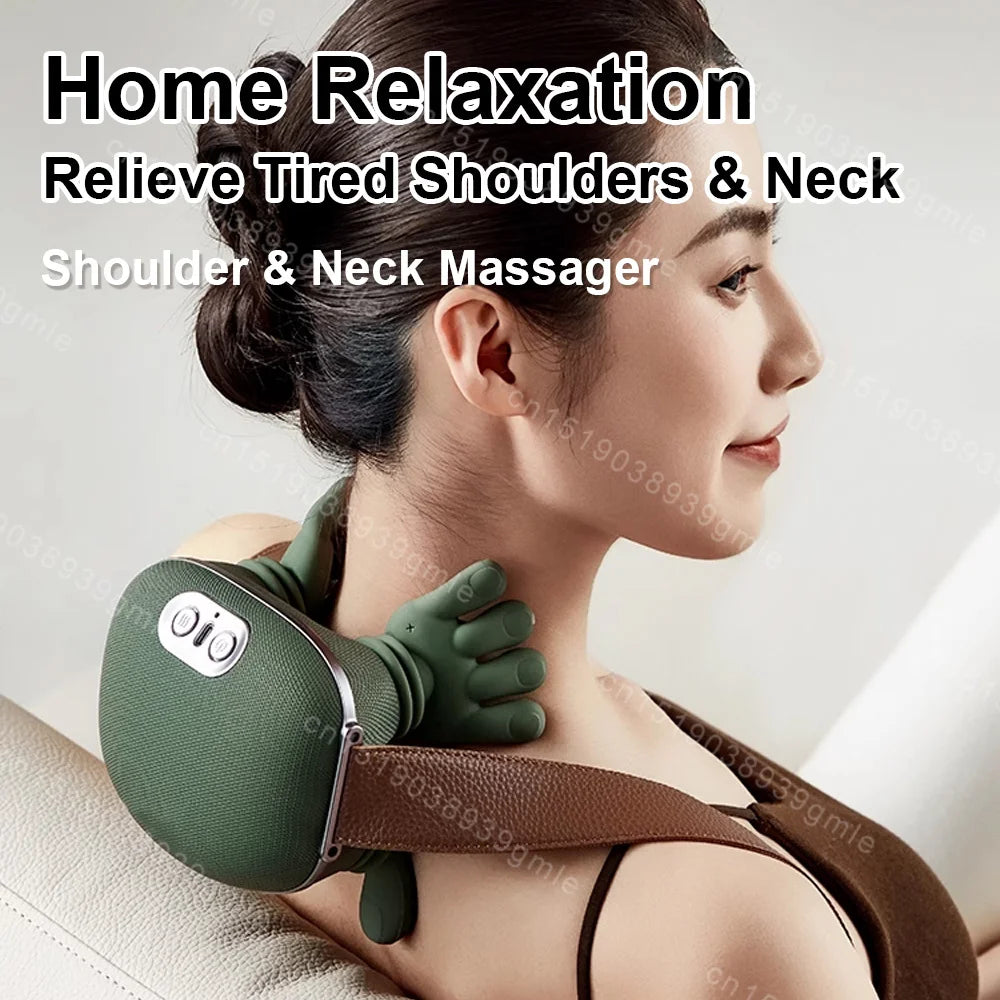 Electric Neck and Shoulder Massager – Heated Kneading Massage for Back, Deep Tissue Muscle Relief, Stress and Fatigue Reduction