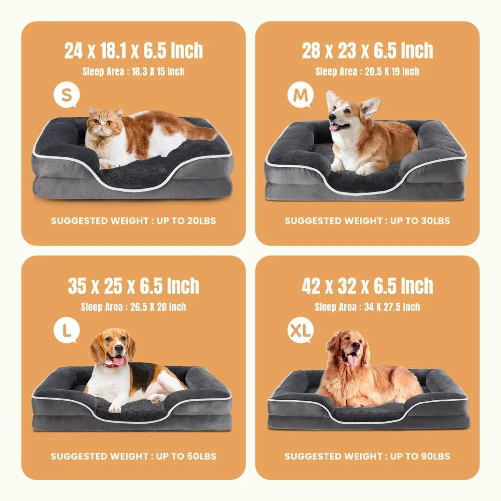 Dog Bed Waterproof Non-Slip Removable Washable Cover Medium Dogs Comfortable Pet Sofa