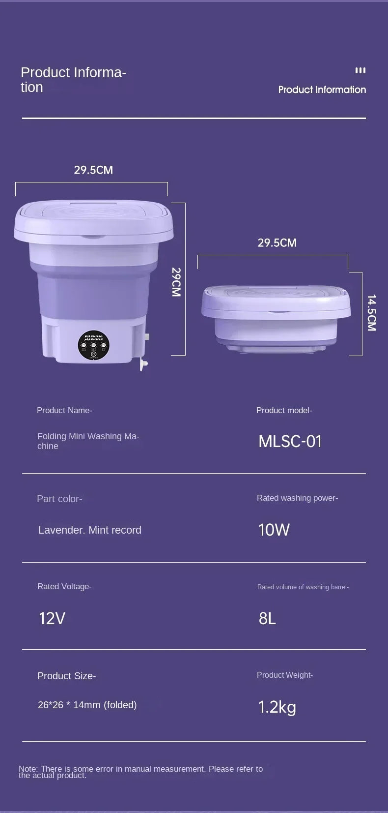 8L Portable Folding Washing Machine Bucket for Clothes