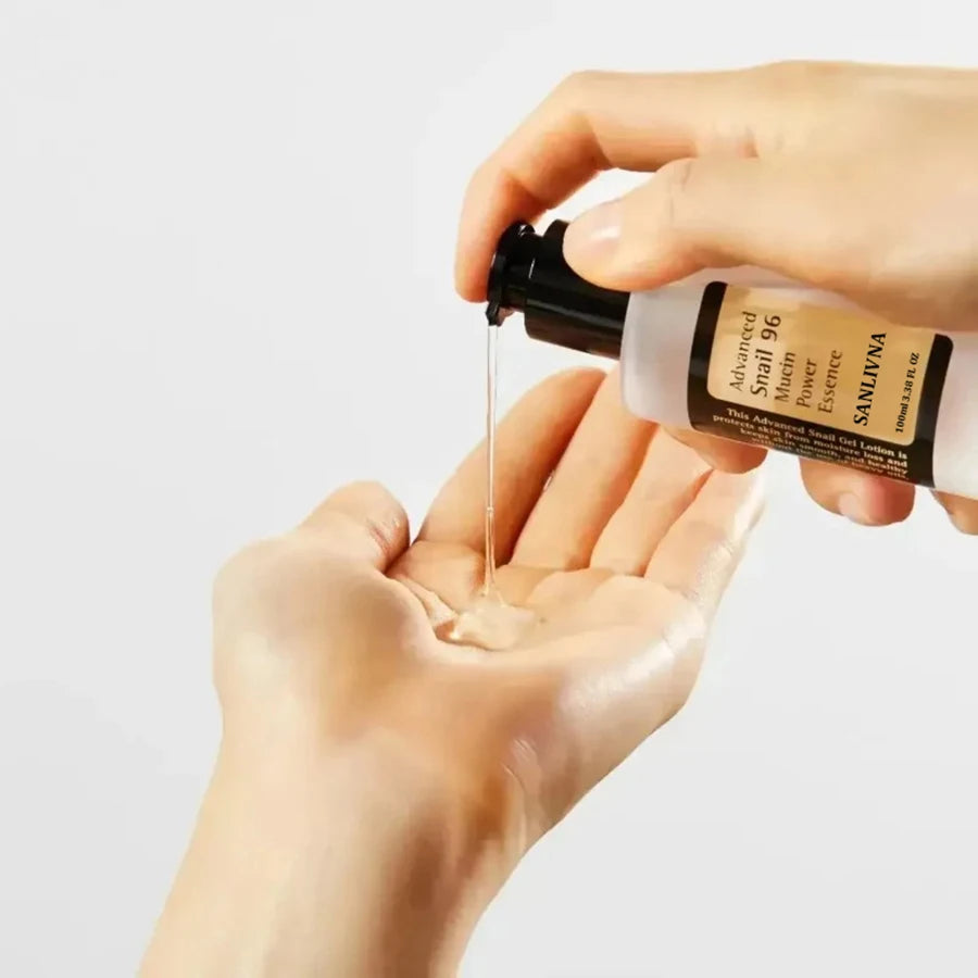 Snail Mucin 96% Facial Essence – Korean skincare formula for brightening, anti-aging, reducing fine lines, and repairing skin for a firmer, smoother look