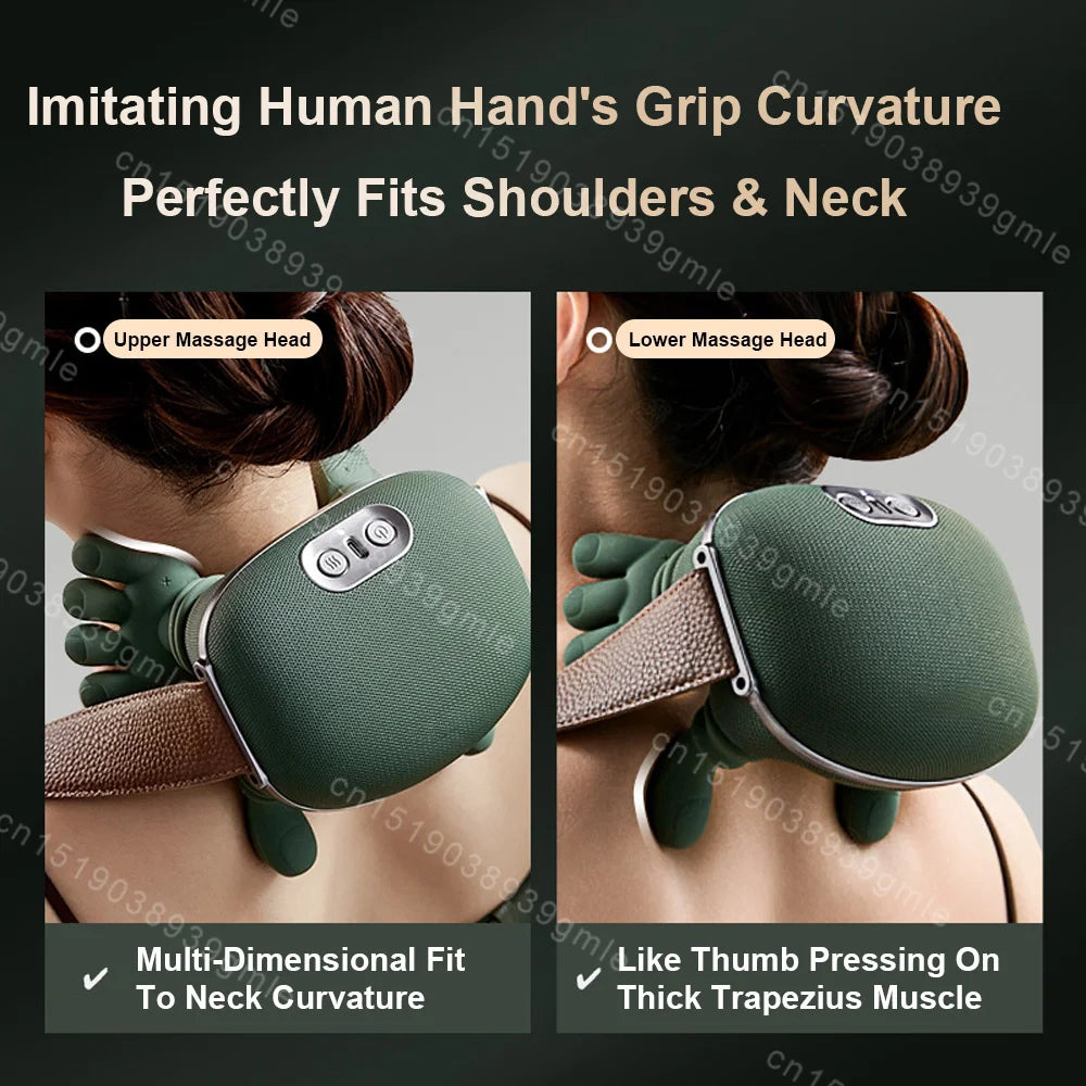 Electric Neck and Shoulder Massager – Heated Kneading Massage for Back, Deep Tissue Muscle Relief, Stress and Fatigue Reduction