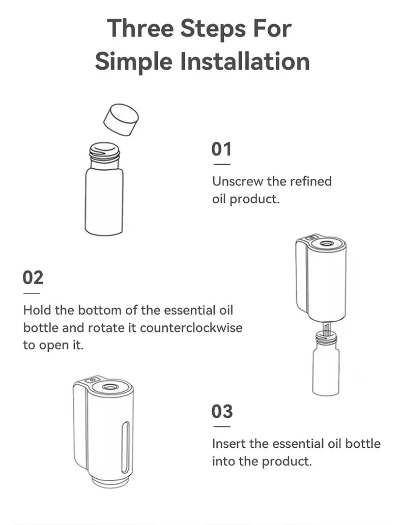 Car Air Fresheners With Three Adjustable Humidifier Essential Oil Diffuser