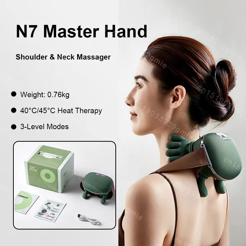 Electric Neck and Shoulder Massager – Heated Kneading Massage for Back, Deep Tissue Muscle Relief, Stress and Fatigue Reduction