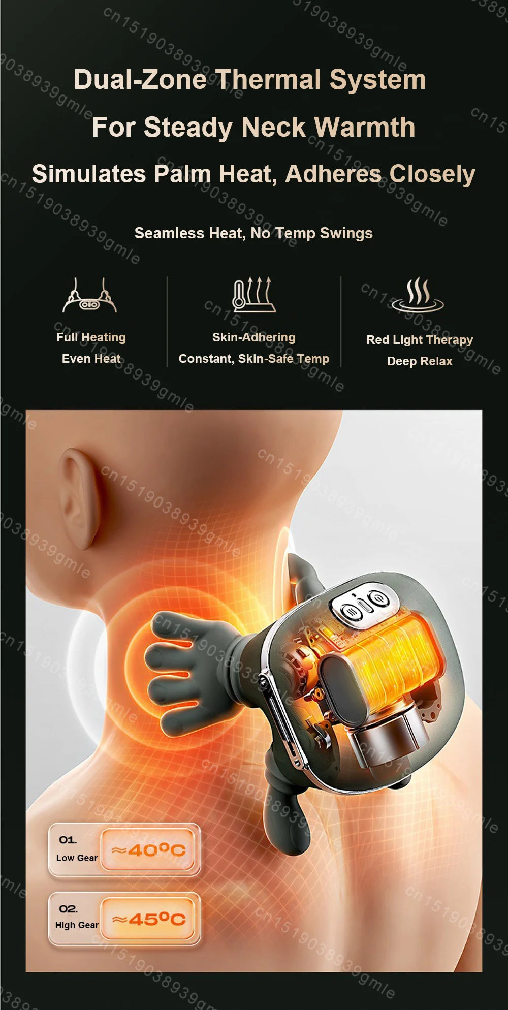 Electric Neck and Shoulder Massager – Heated Kneading Massage for Back, Deep Tissue Muscle Relief, Stress and Fatigue Reduction